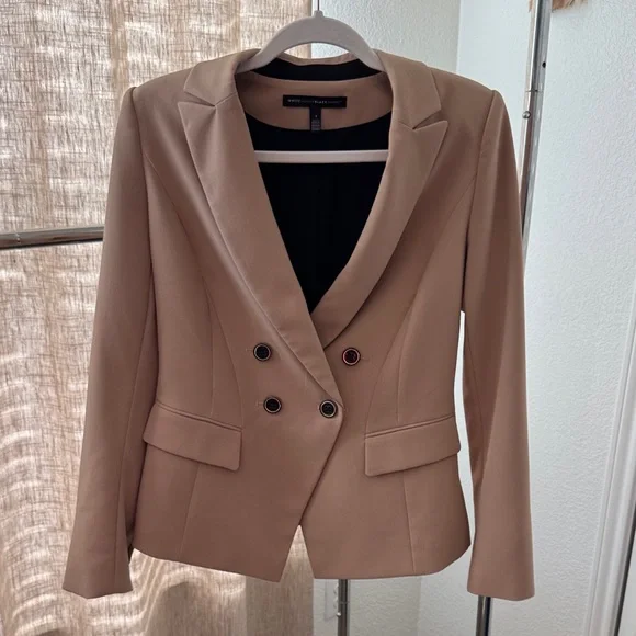 White House Black Market Tan Double-Breasted Blazer - Picture 1 of 4